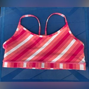Lululemon flow Y bra size 6 striped pink, orange, white EUC